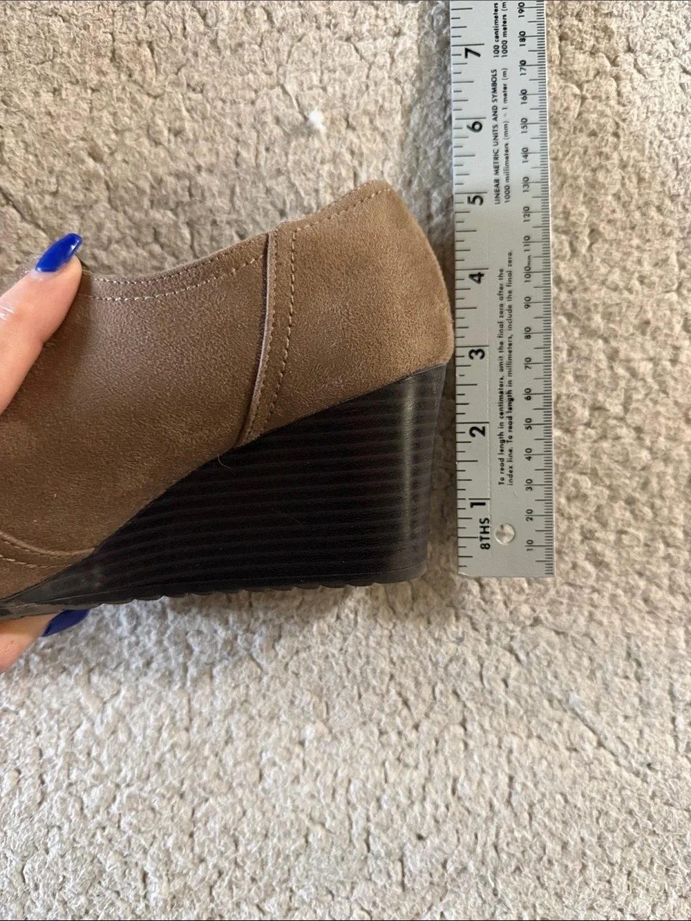 Life Stride Taupe Wedge Booties with Side Stud 7.5